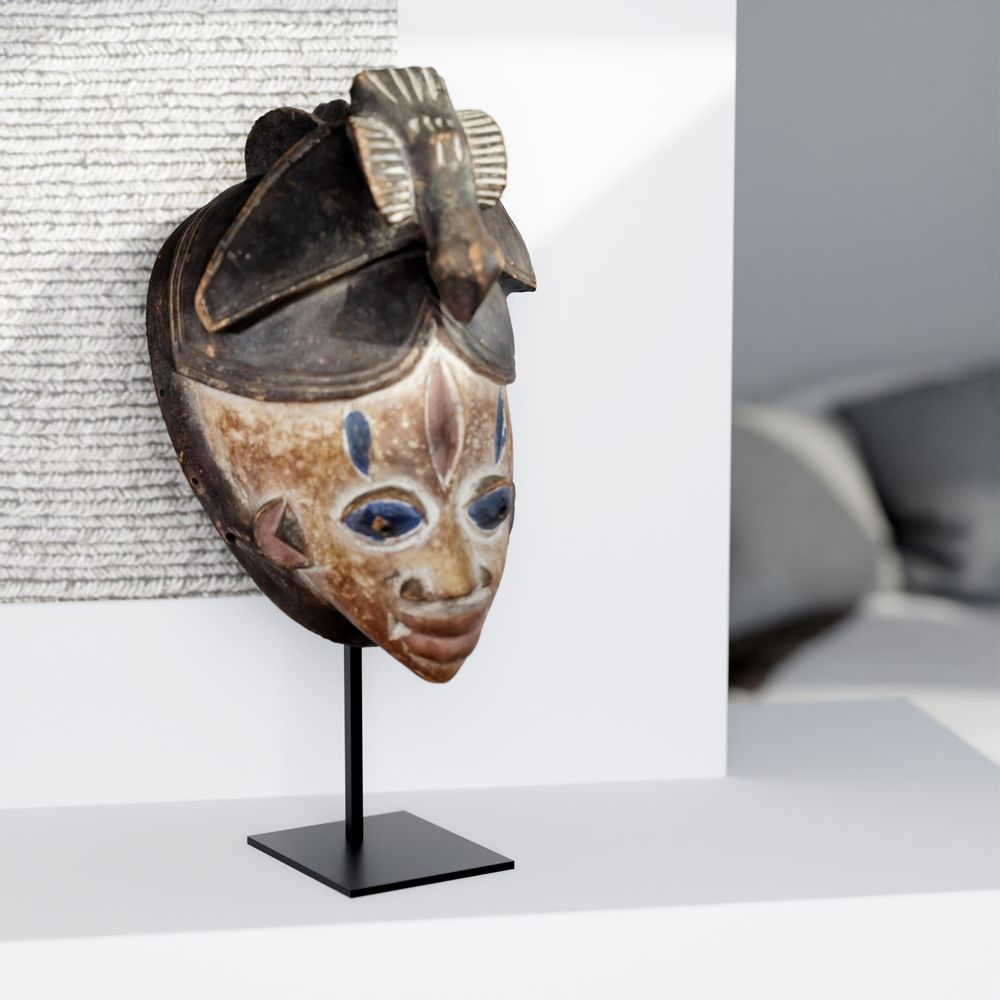 Sculptures, statuettes et miniatures - Présentoir  masque - acier - grand format base rectangle - LA BULLE