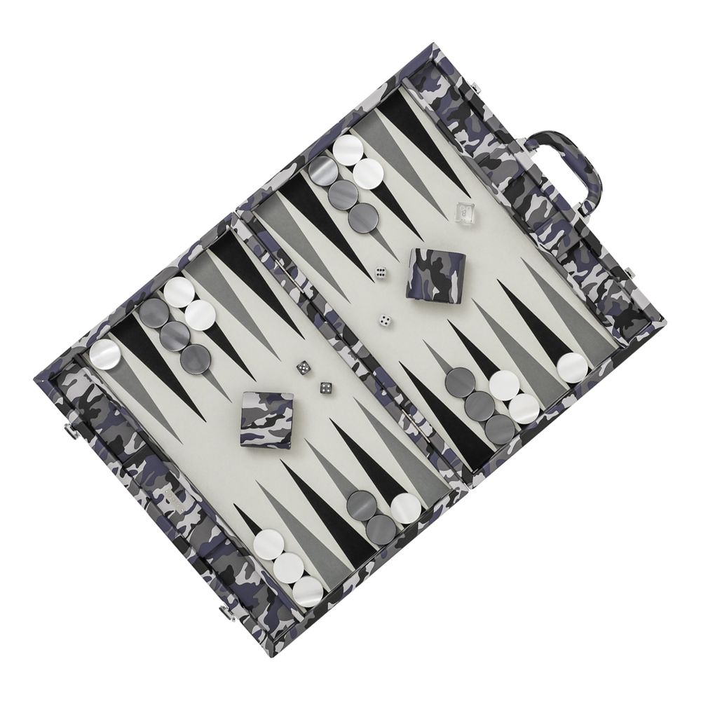 Petite maroquinerie - Backgammon Camouflage - Cuir végétalien - Grand - VIDO LUXURY BOARD GAMES