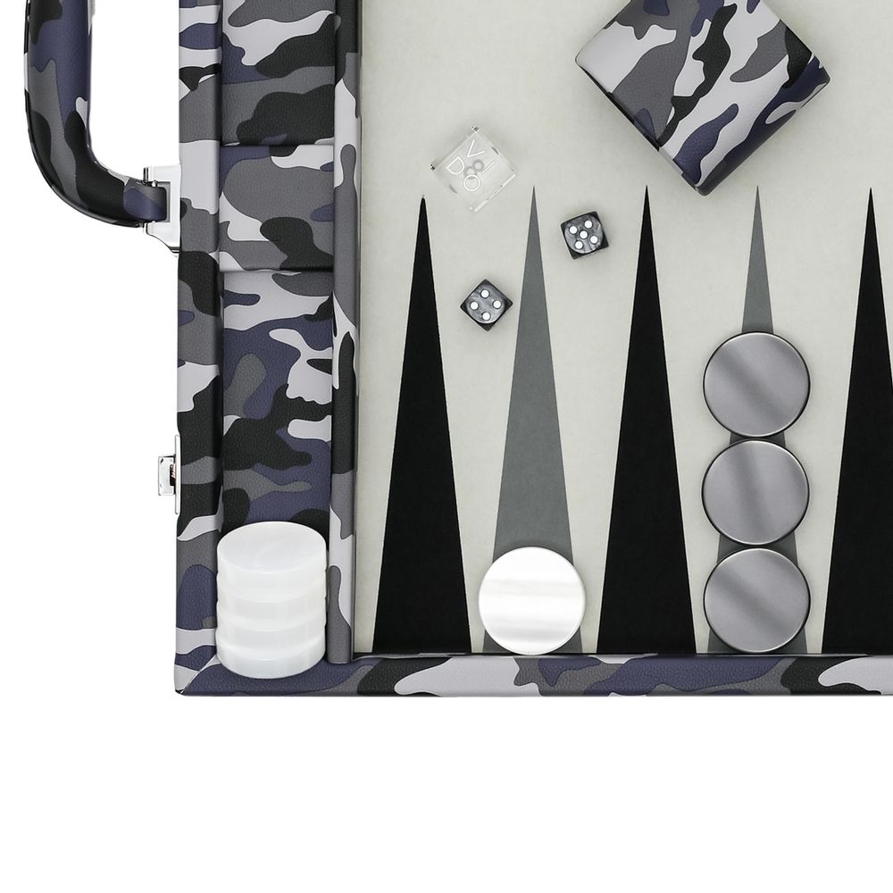 Petite maroquinerie - Backgammon Camouflage - Cuir végétalien - Grand - VIDO LUXURY BOARD GAMES
