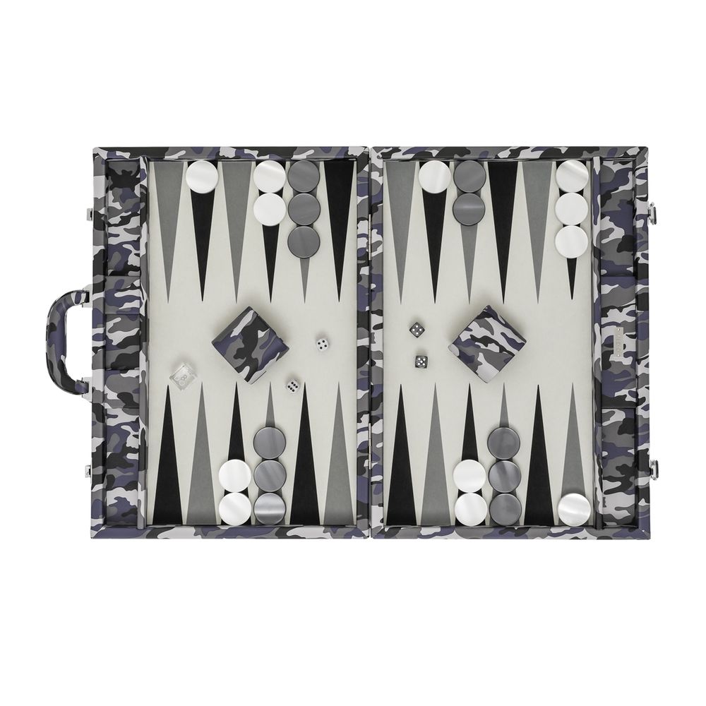 Petite maroquinerie - Backgammon Camouflage - Cuir végétalien - Grand - VIDO LUXURY BOARD GAMES