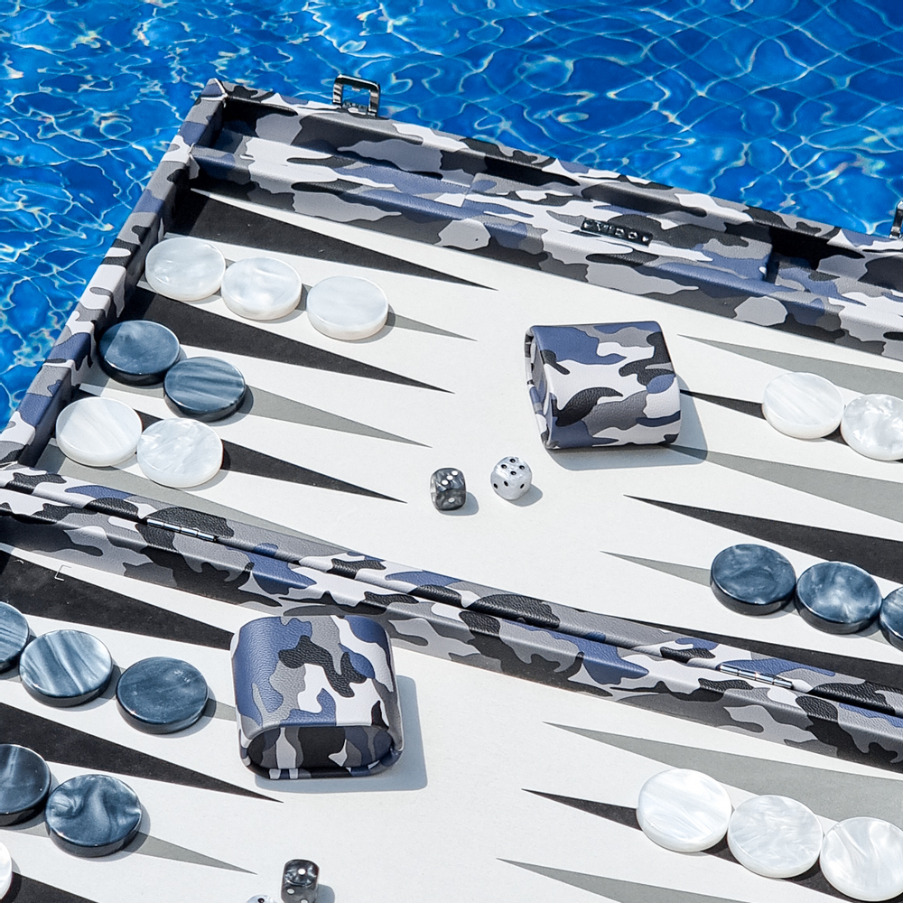Petite maroquinerie - Backgammon Camouflage - Cuir végétalien - Grand - VIDO LUXURY BOARD GAMES