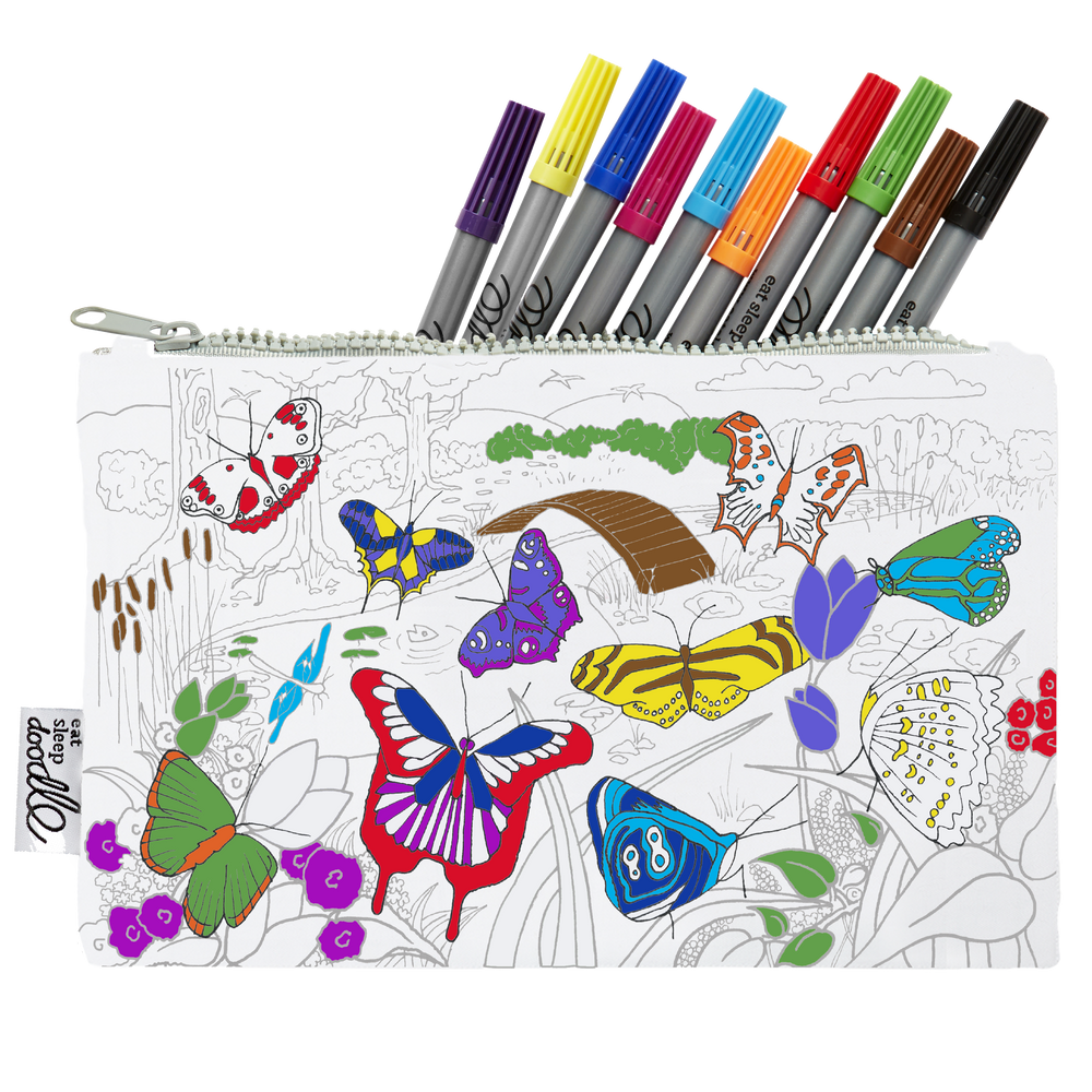 Stationery - colour and learn butterfly pencil case - EATSLEEPDOODLE