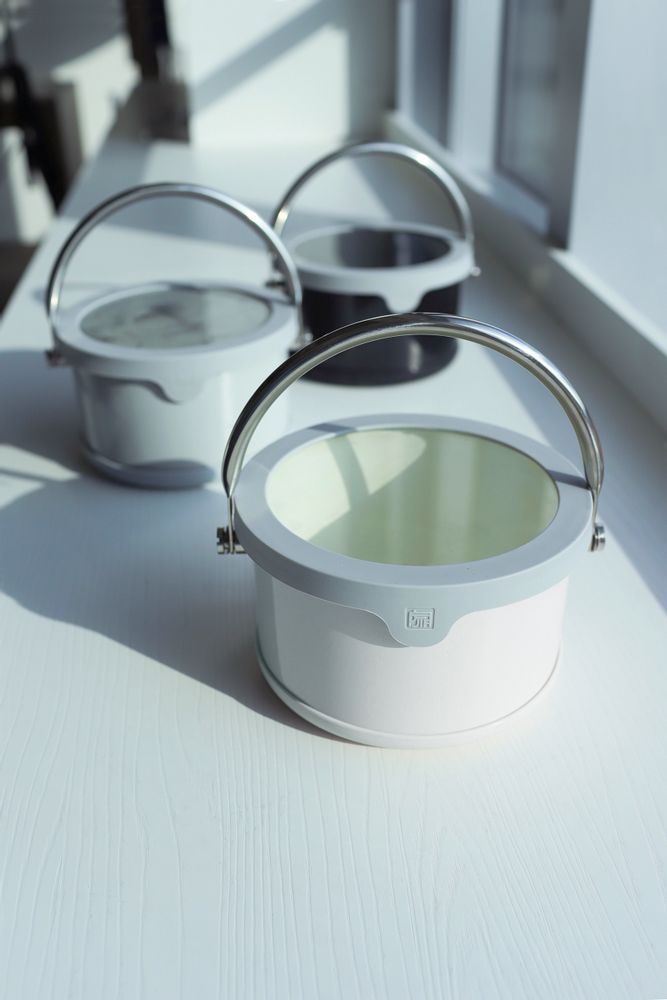 Stew pots - Stainless Steel Enamel Bento Box with Handle (16cm/White) - JIA