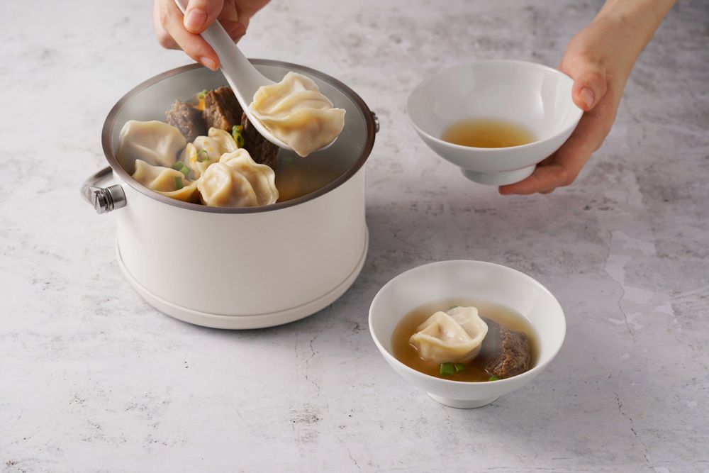 Stew pots - Stainless Steel Enamel Bento Box with Handle (16cm/White) - JIA