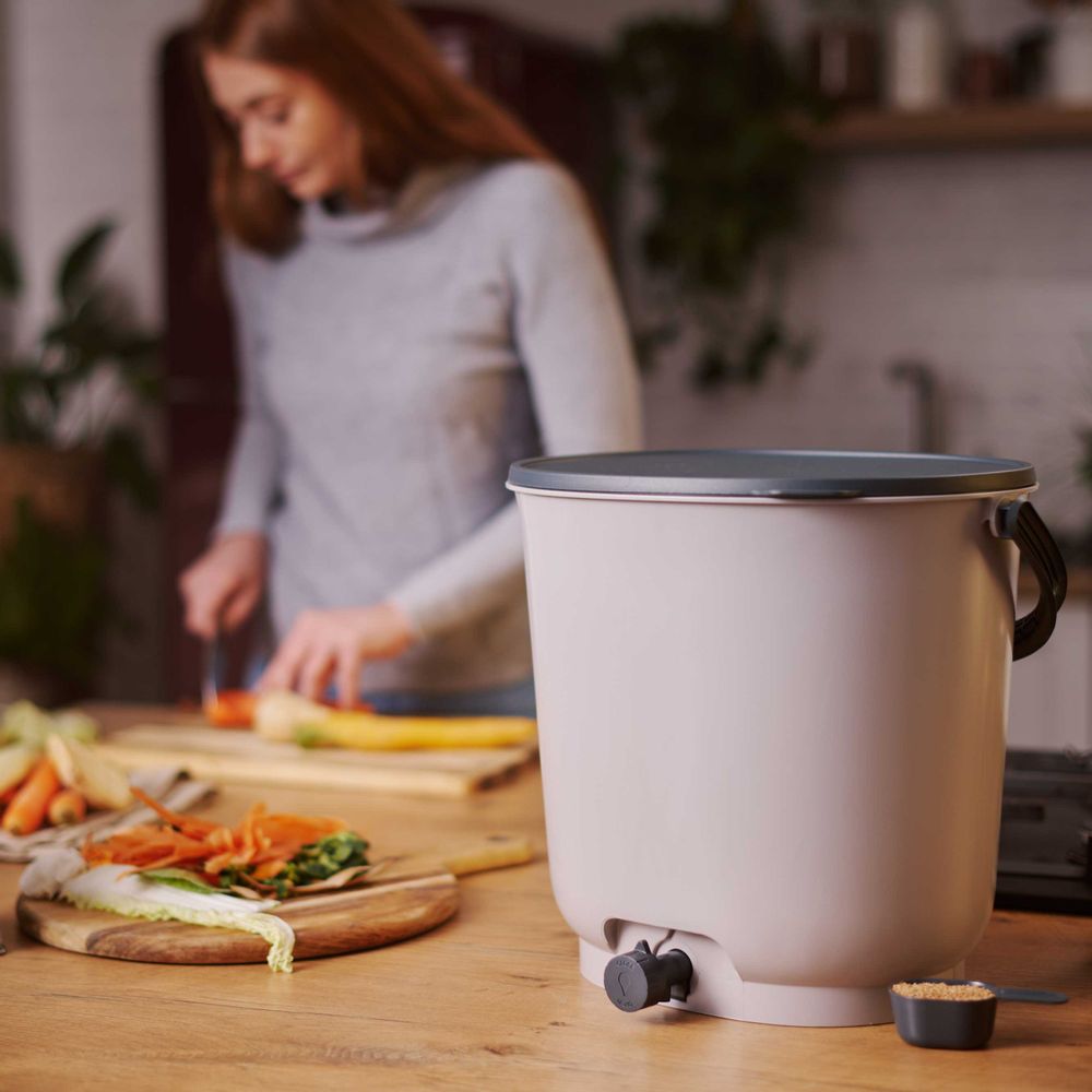 Kitchens furniture - Garden composter- BOKASHI ORGANKO ESSENTIAL SET + BASE (grey) - Plastics Recycling Awards Finalist - PLASTIKA SKAZA - EXCEEDING EXPECTATIONS