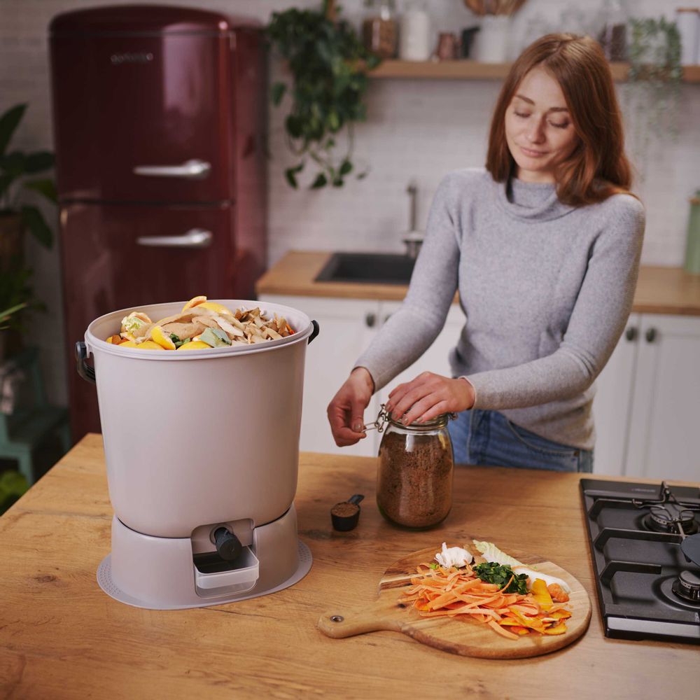 Kitchens furniture - Garden composter- BOKASHI ORGANKO ESSENTIAL SET + BASE (grey) - Plastics Recycling Awards Finalist - PLASTIKA SKAZA - EXCEEDING EXPECTATIONS