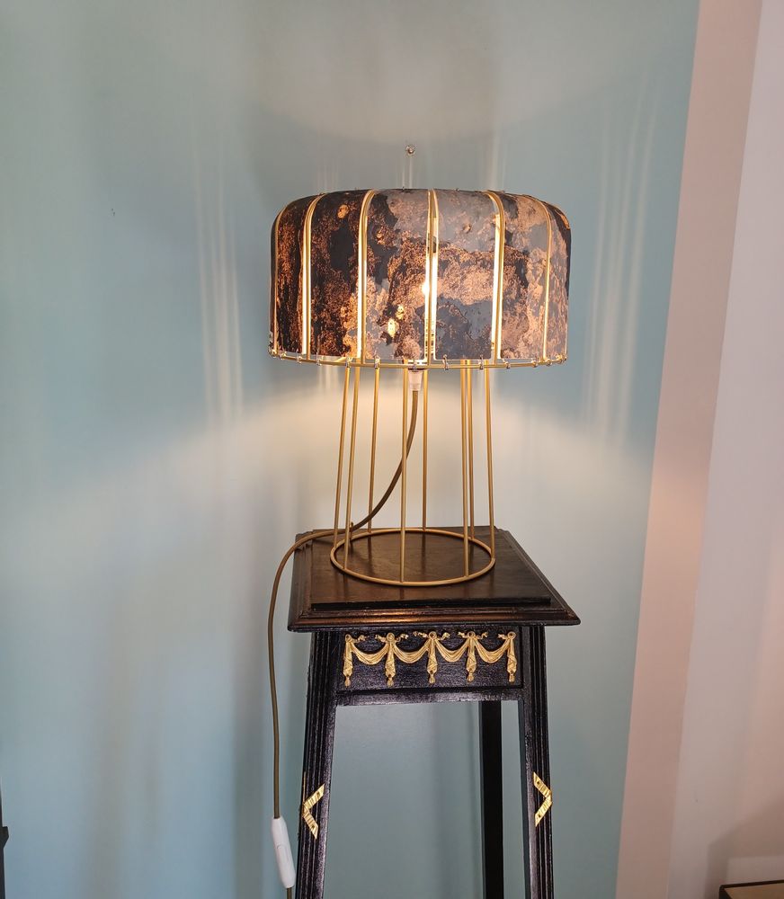 Objets de décoration - Lampe "Paul" habillage en ardoise bleutée - ATELIER SAINT-SÉBASTIEN