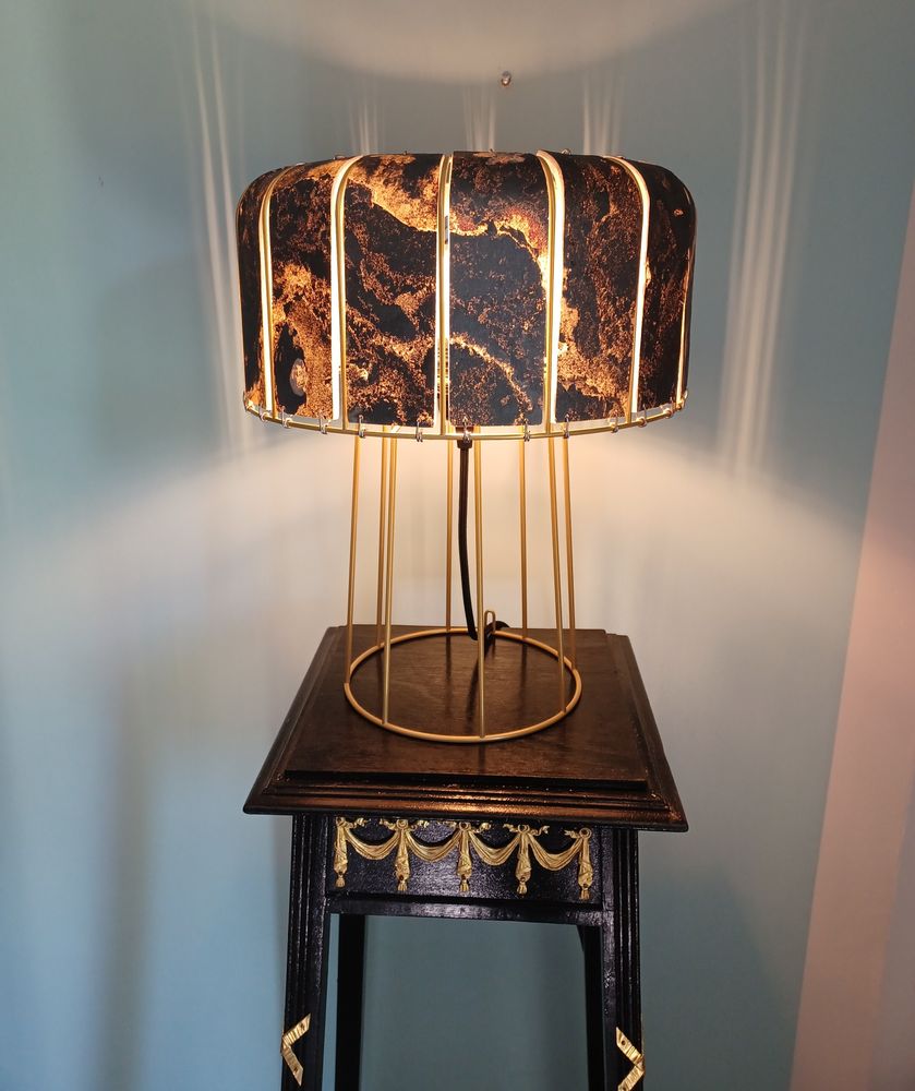 Objets de décoration - Lampe "Paul" habillage en ardoise bleutée - ATELIER SAINT-SÉBASTIEN