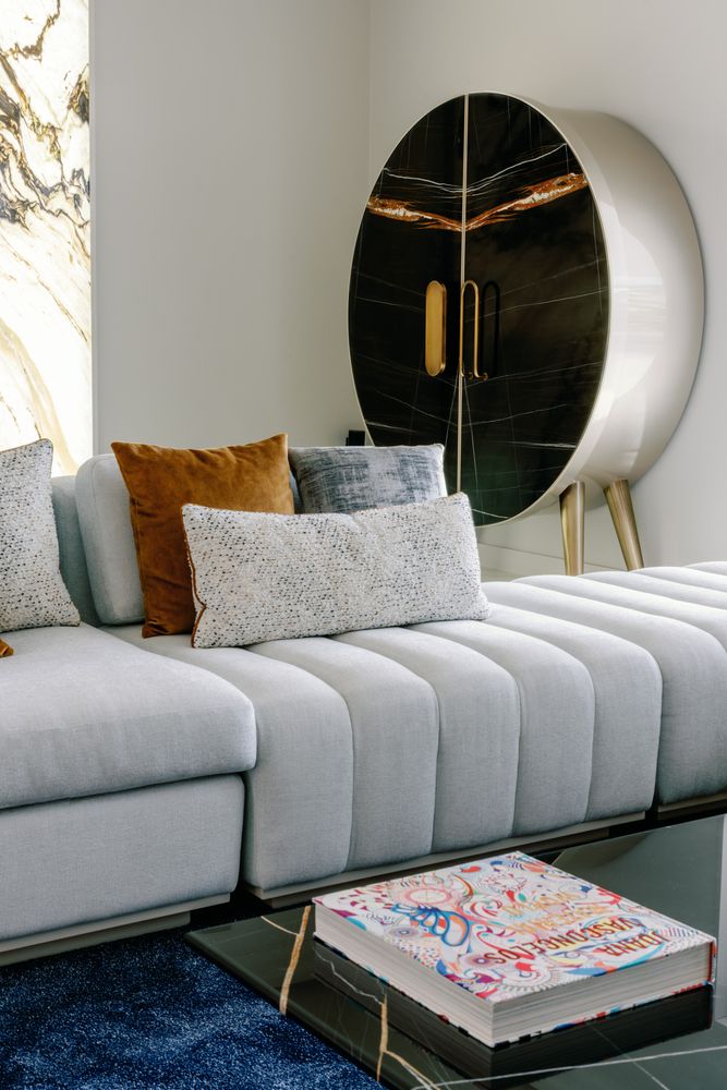 Wall ensembles - Modern Bongó Bar Cabinet, Sahara Noir Marble, Handmade in Portugal by Greenapple - GREENAPPLE DESIGN INTERIORS