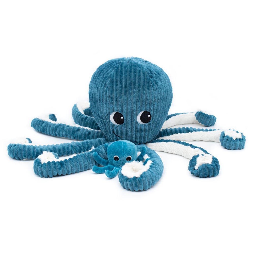 Soft toy - GIANT OCTOPUS MOMMY/BLUE BABY - DEGLINGOS