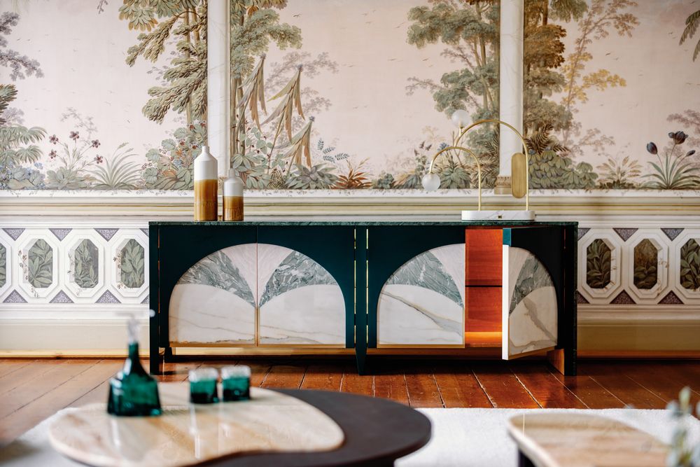 Buffets - Buffet Moderne Biloba, Marbre Calacatta, Fabriqué à la Main au Portugal par Greenapple - GREENAPPLE DESIGN INTERIORS