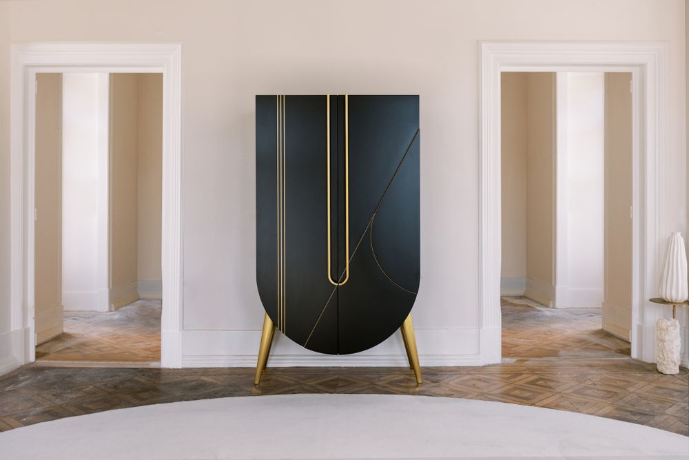 Boîtes de rangement - Meuble de Bar Saqris Moderne, Noir, Fabriqué à la Main au Portugal par Greenapple - GREENAPPLE DESIGN INTERIORS