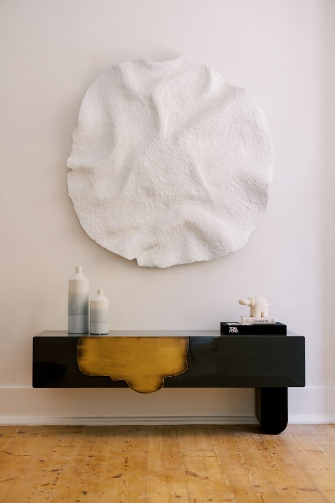 Console table - Modern Alma Console Table, Blue-Grey, Brass, Handmade in Portugal by Greenapple - GREENAPPLE DESIGN INTERIORS