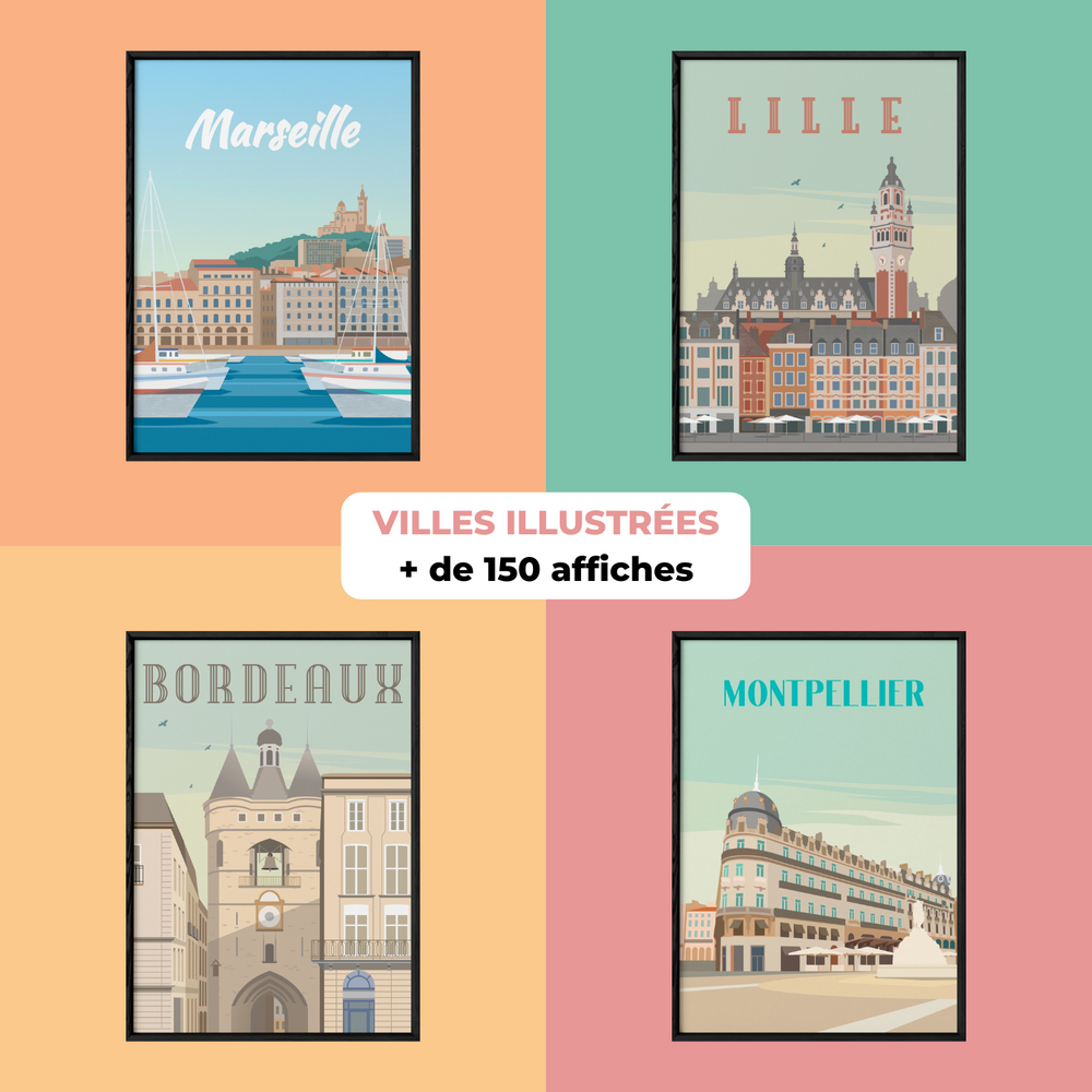 Affiches - AFFICHES ILLUSTRATIONS VILLES DE FRANCE - L'AFFICHERIE