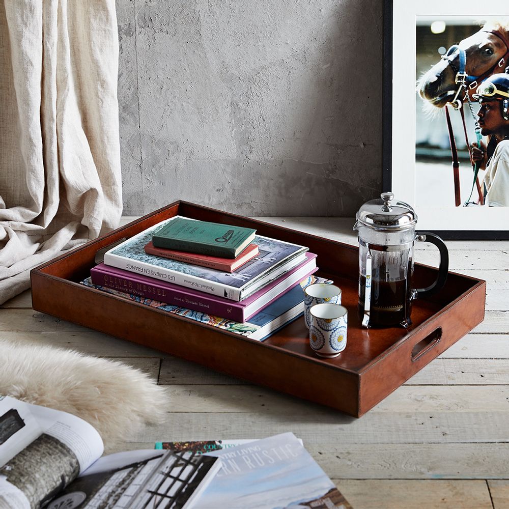 Accessoires thé et café - Plateau oblong en cuir - LIFE OF RILEY