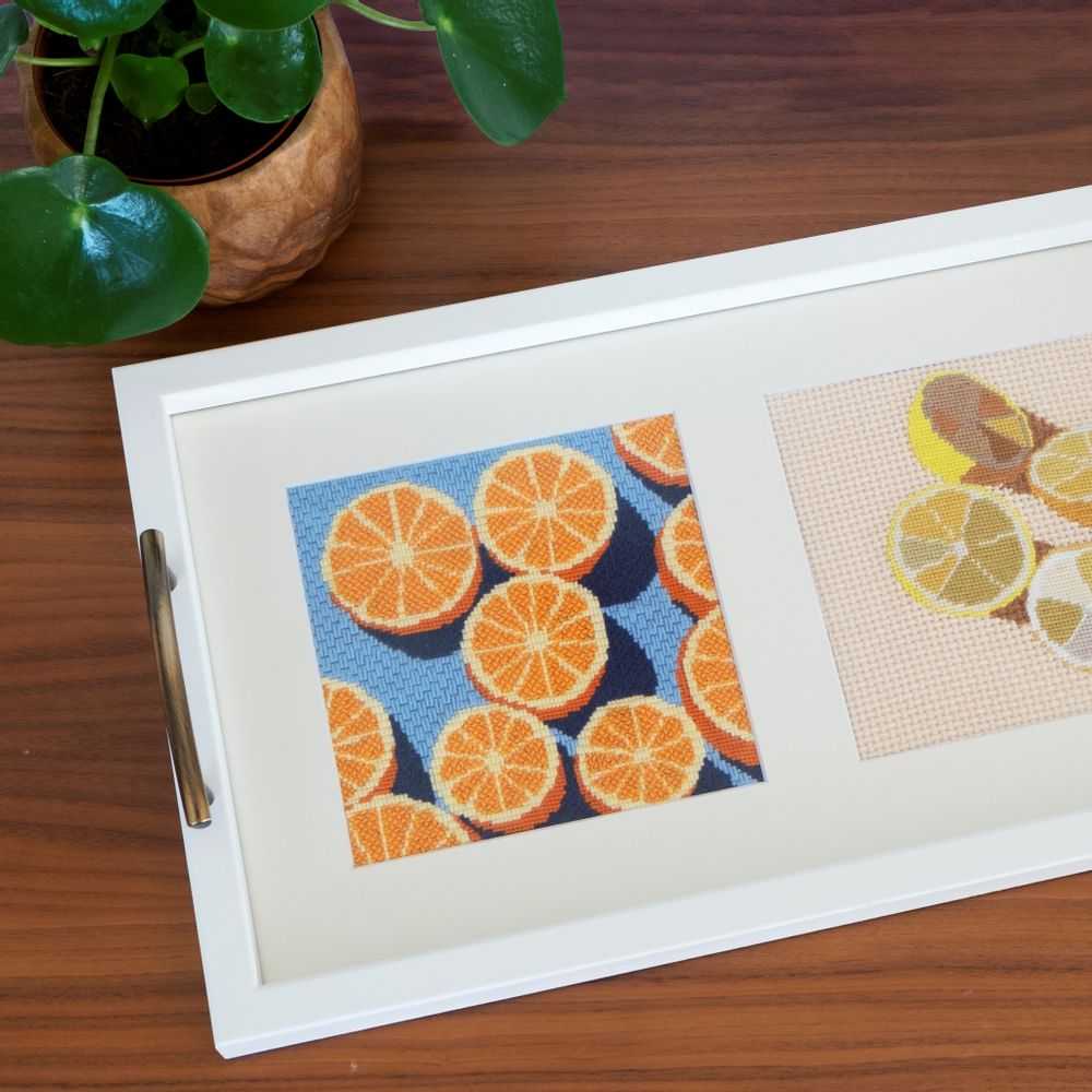 Objets design - Agrumes | Kit de broderie petit point tapisserie | DIY broderie moderne - UNWIND STUDIO