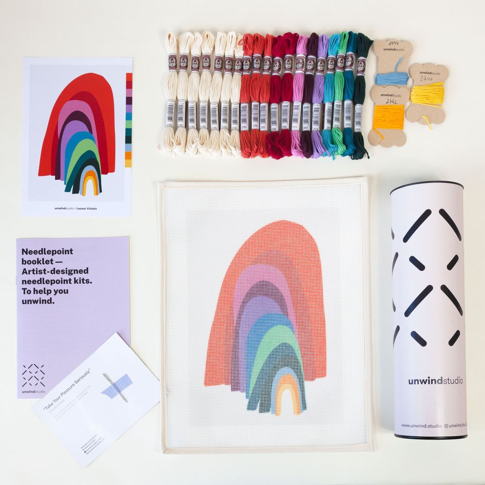 Objets design - Arc en Ciel | Kit de bricolage pour broderie | petit point canevas point de croix - UNWIND STUDIO