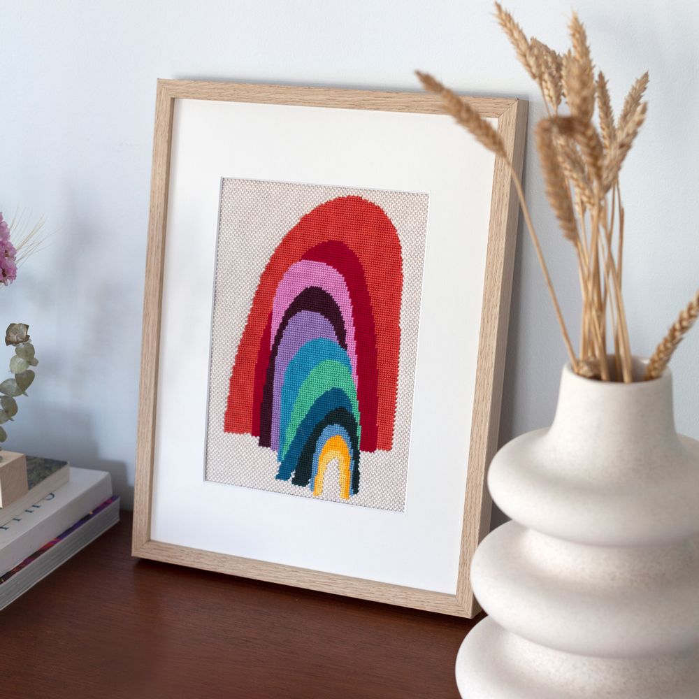 Objets design - Arc en Ciel | Kit de bricolage pour broderie | petit point canevas point de croix - UNWIND STUDIO
