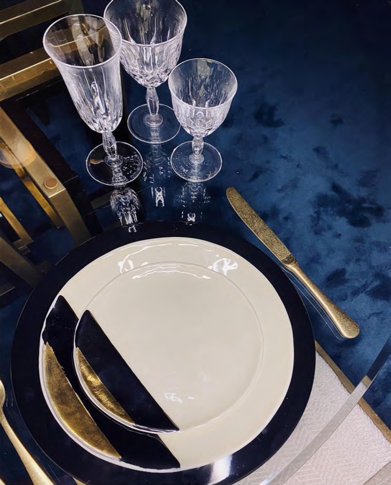 Formal plates - "Bauhaus" Concave Plate Ø40cm - VETROFUSO DI DANIELA POLETTI