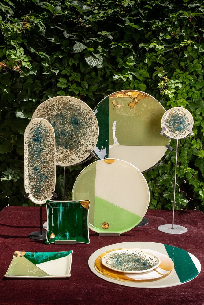 Formal plates - "Bauhaus" Concave Plate Ø40cm - VETROFUSO DI DANIELA POLETTI