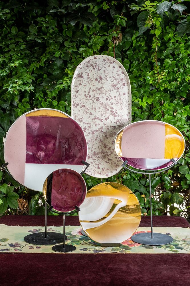 Formal plates - "Bauhaus" Concave Plate Ø40cm - VETROFUSO DI DANIELA POLETTI