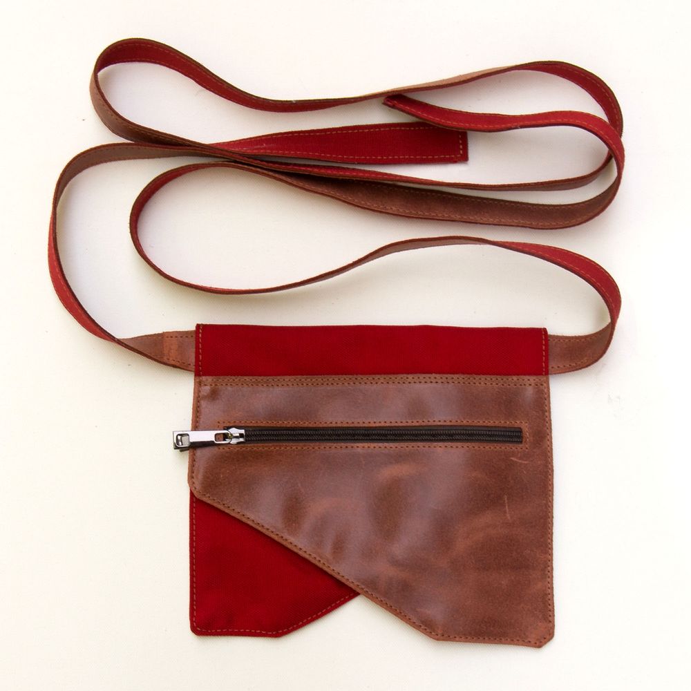 Sacs et cabas - Pochette de taille « Lasso » faite main, bandoulière en Cordura et cuir véritable - ELENA KIHLMAN