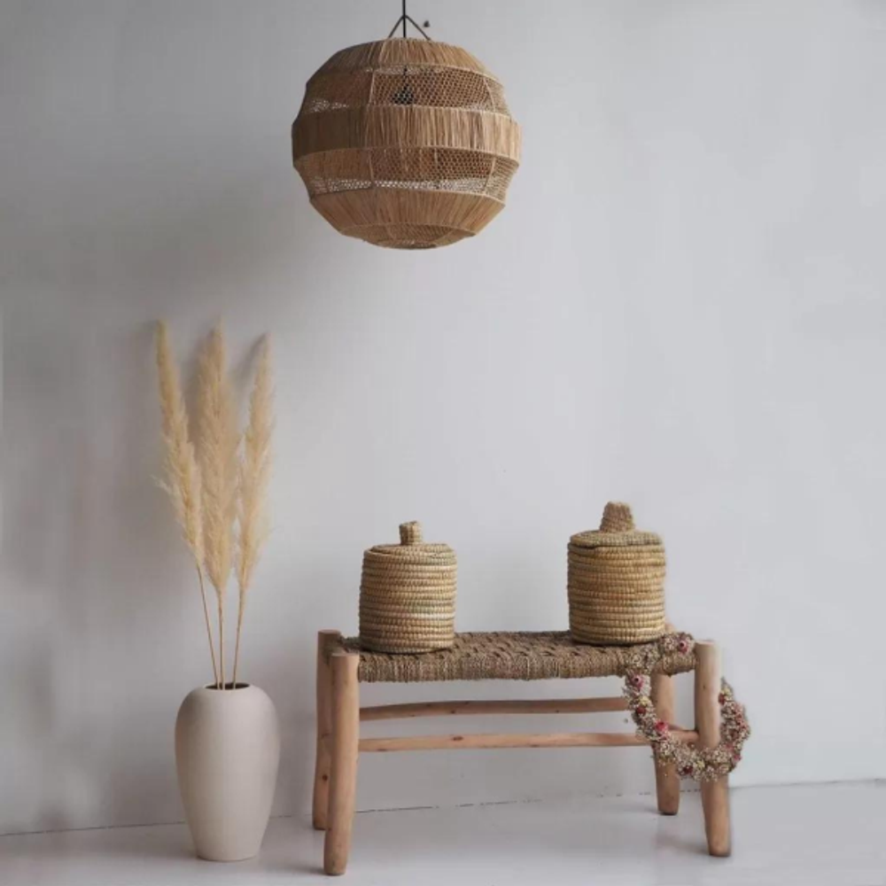 Suspensions - HONEY - Suspension ronde en raphia D45 - L'ATELIER DES CREATEURS