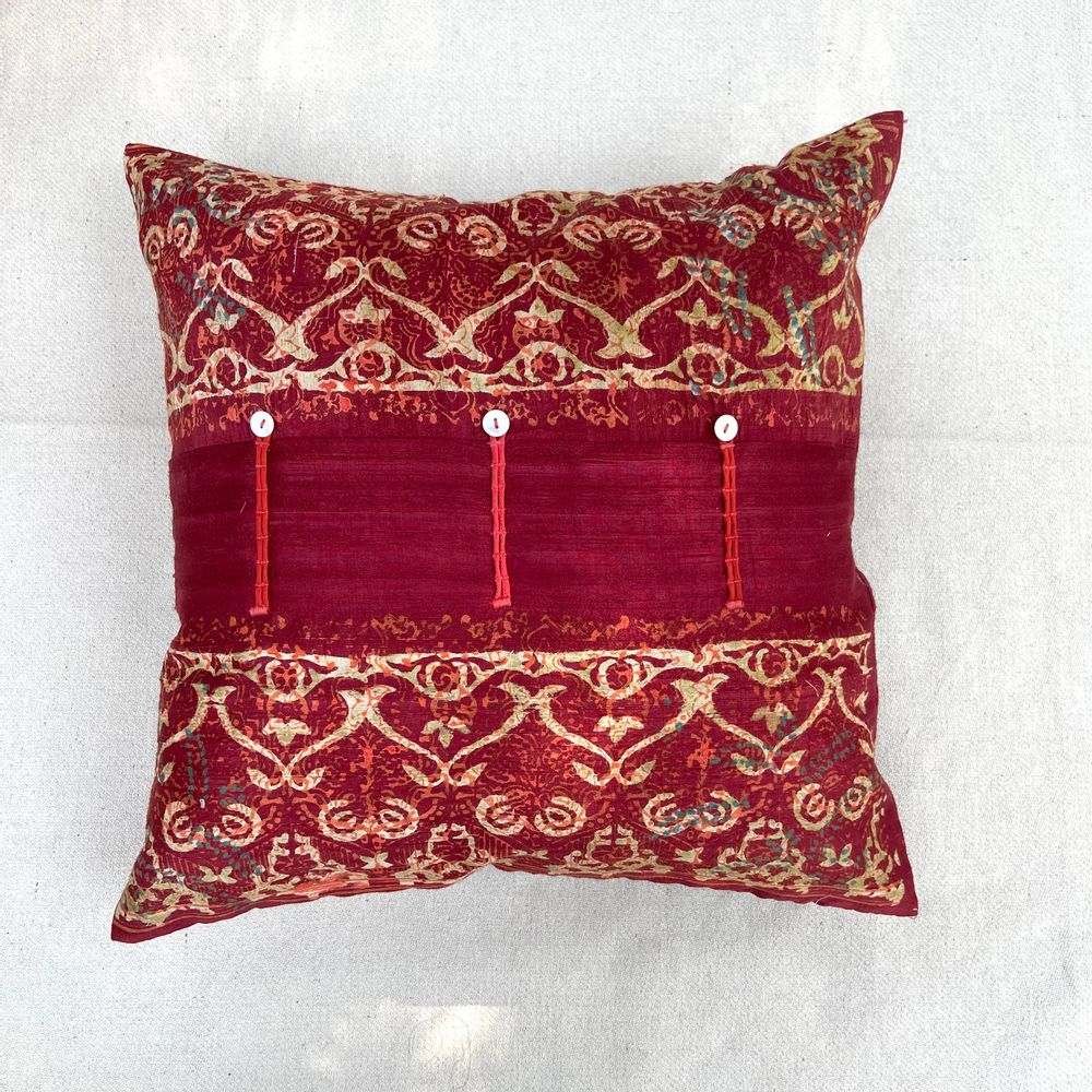 Fabric cushions - Vintage Floral Silk Cushion by Tharangini Studio - NEST