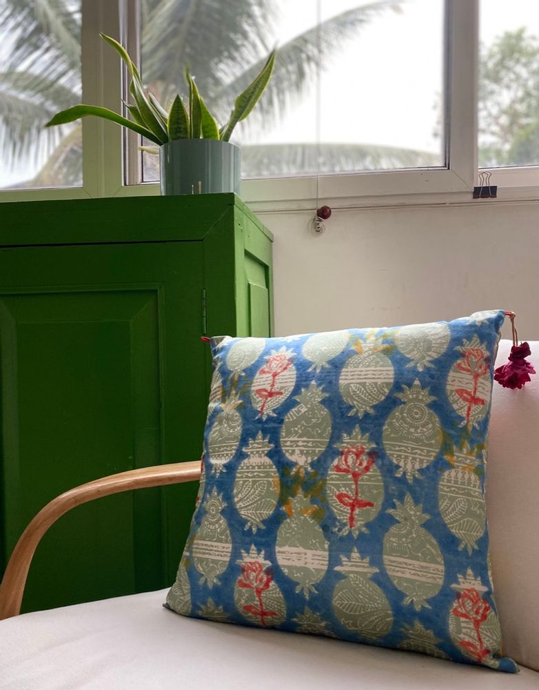 Fabric cushions - Tropical Silk Cushion by Tharangini Studio - NEST