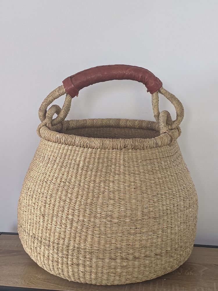 Shopping baskets - Bolga natural pot basket - MALKIA HOME