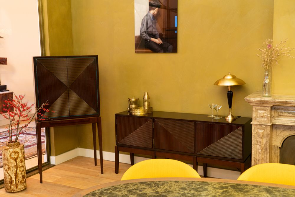Buffets - Art Deco Liquor Cabinet, Brown - AUTHENTIC MODELS