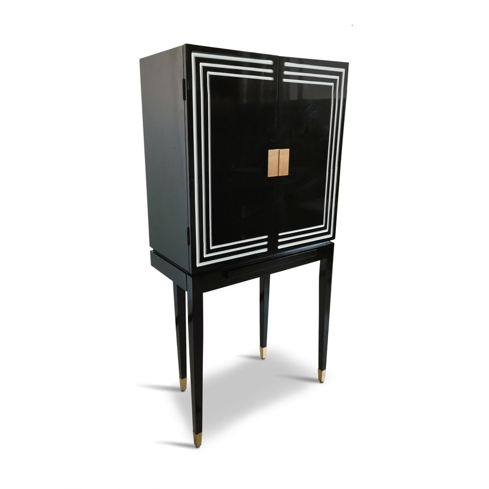 Sideboards - Art Deco Liqour Cabinet Black & White - AUTHENTIC MODELS