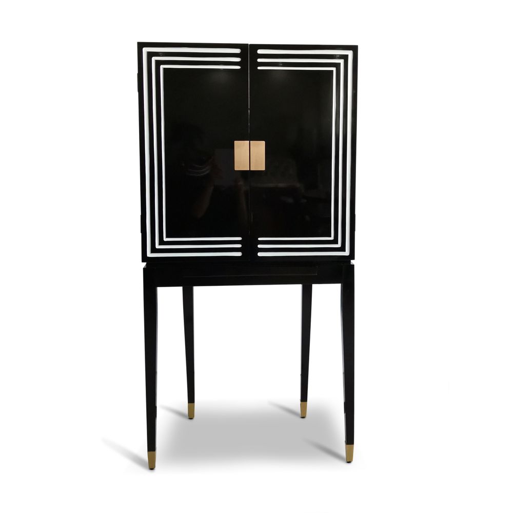 Sideboards - Art Deco Liqour Cabinet Black & White - AUTHENTIC MODELS