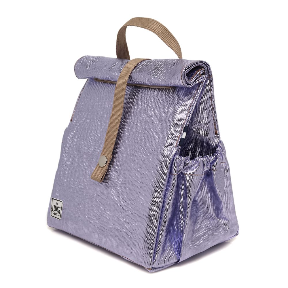 Cadeaux - Sac à lunch croco lilas avec bandoulière beige - THE LUNCHBAGS