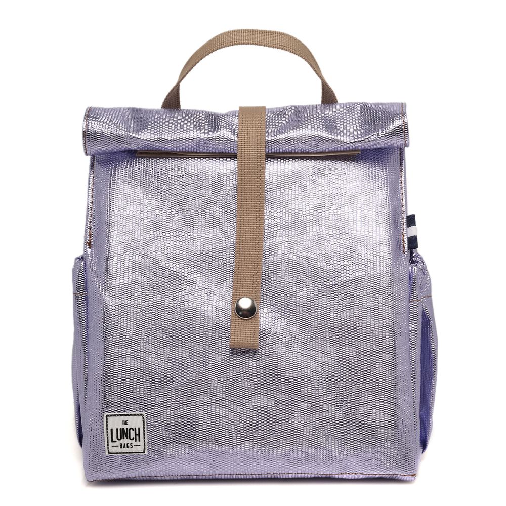 Cadeaux - Sac à lunch croco lilas avec bandoulière beige - THE LUNCHBAGS