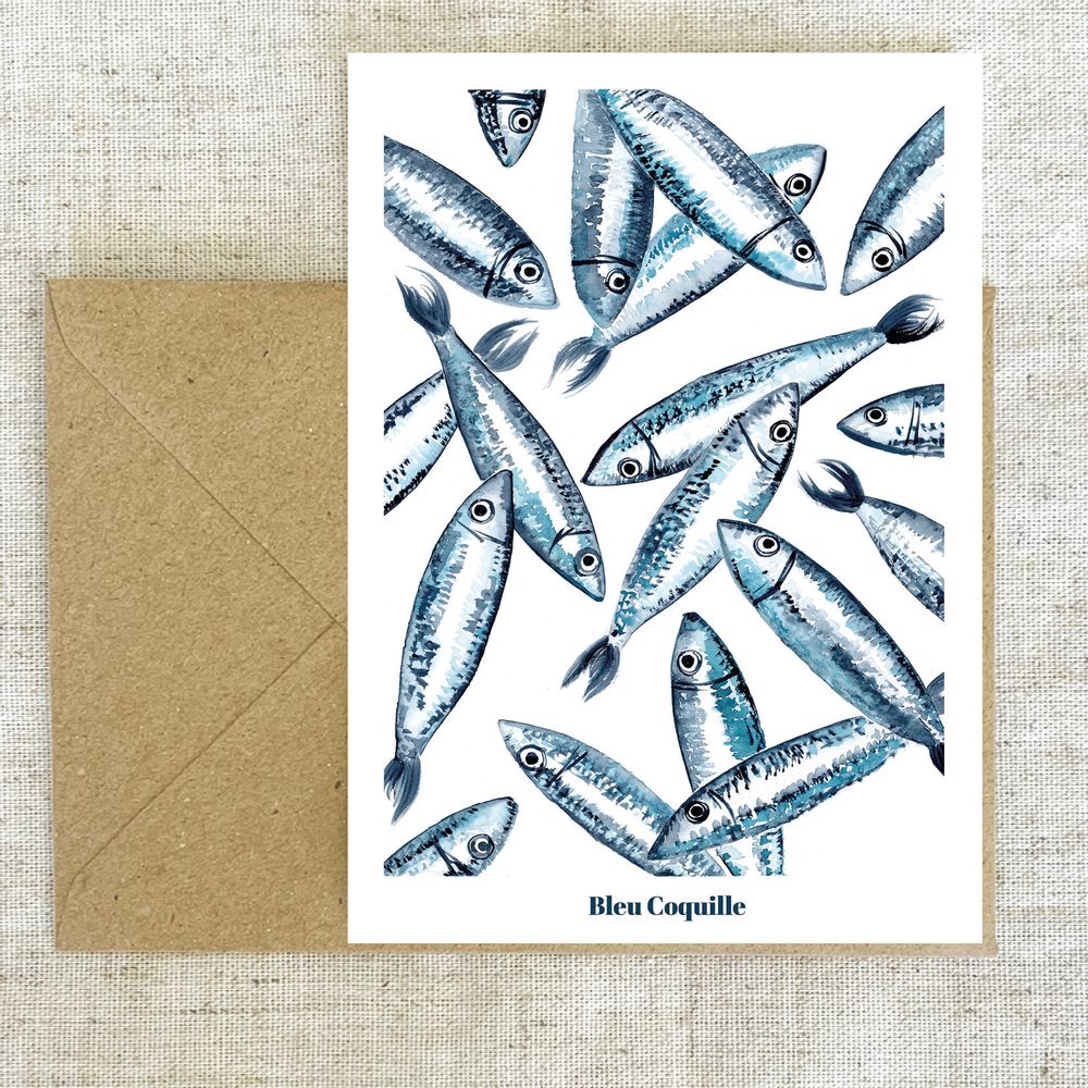 Carterie - Carte Postale - Sardines - BLEU COQUILLE