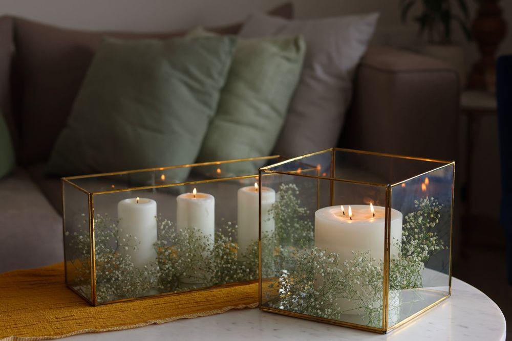 Décorations pour tables de Noël - Lanterne en verre transparent et laiton - FLECK