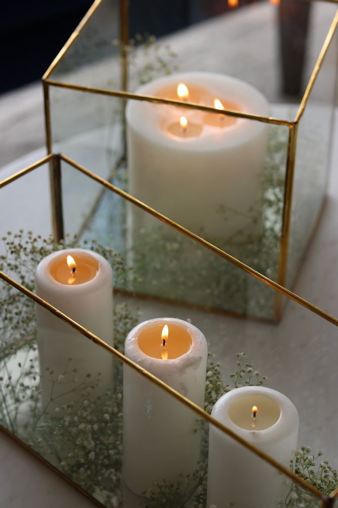 Décorations pour tables de Noël - Lanterne en verre transparent et laiton - FLECK