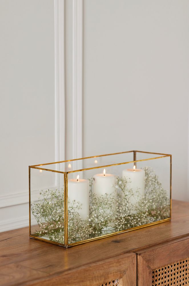 Décorations pour tables de Noël - Lanterne en verre transparent et laiton - FLECK