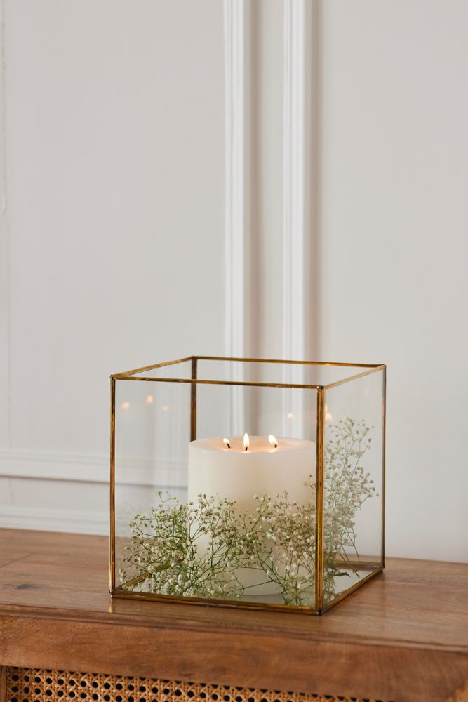 Décorations pour tables de Noël - Lanterne en verre transparent et laiton - FLECK