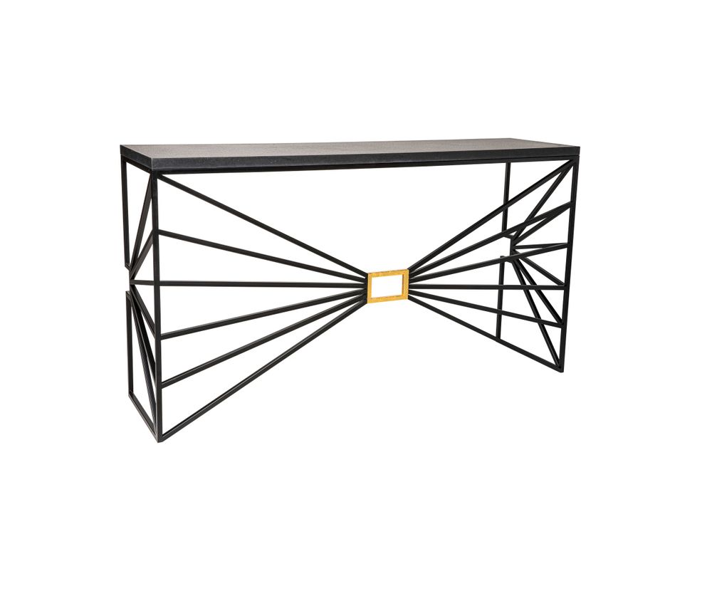 Consoles - SOLIS - l'élégante console en béton au design ARTDECO - raffinée avec des feuilles dorées - CO33 EXKLUSIVE BETONMÖBEL