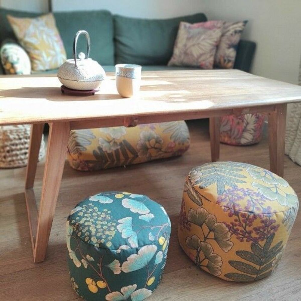 Ottomans - Rondo/Ginkgo Organic Spelt Balls Floor Cushion - L'ATELIER DES CREATEURS