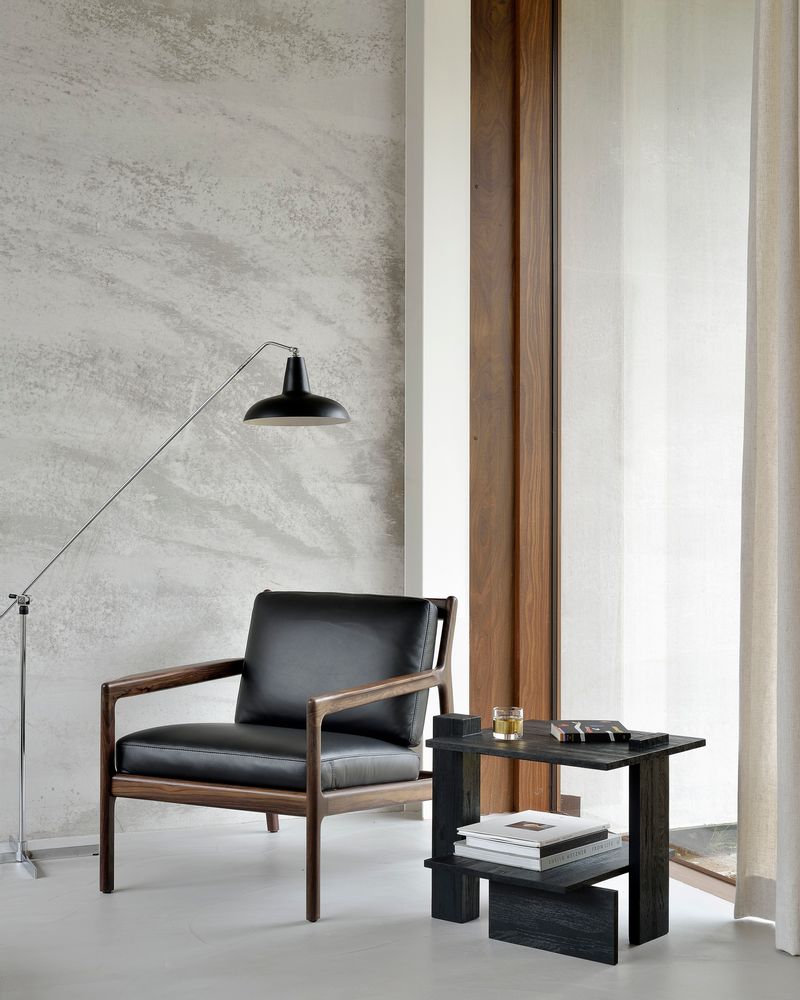 Coffee tables - Teak Abstract black side table - ETHNICRAFT