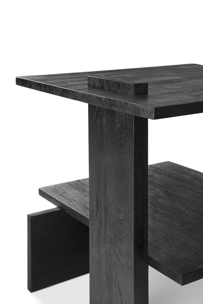 Coffee tables - Teak Abstract black side table - ETHNICRAFT