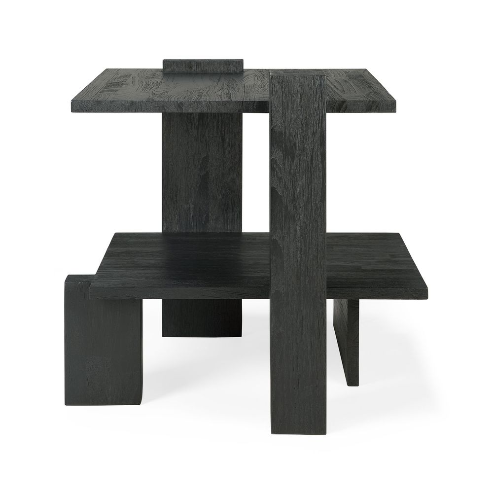 Coffee tables - Teak Abstract black side table - ETHNICRAFT