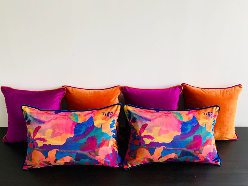 Fabric cushions - “Aube” velvet cushion - AMÉLIE CHOQUET