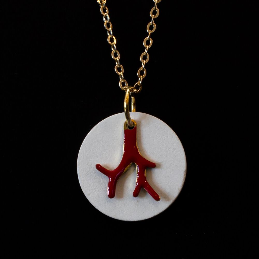Beauty products - Limoges ceramic\" Coral\ "olfactory necklace to be scented - O BY !OSMOTIK