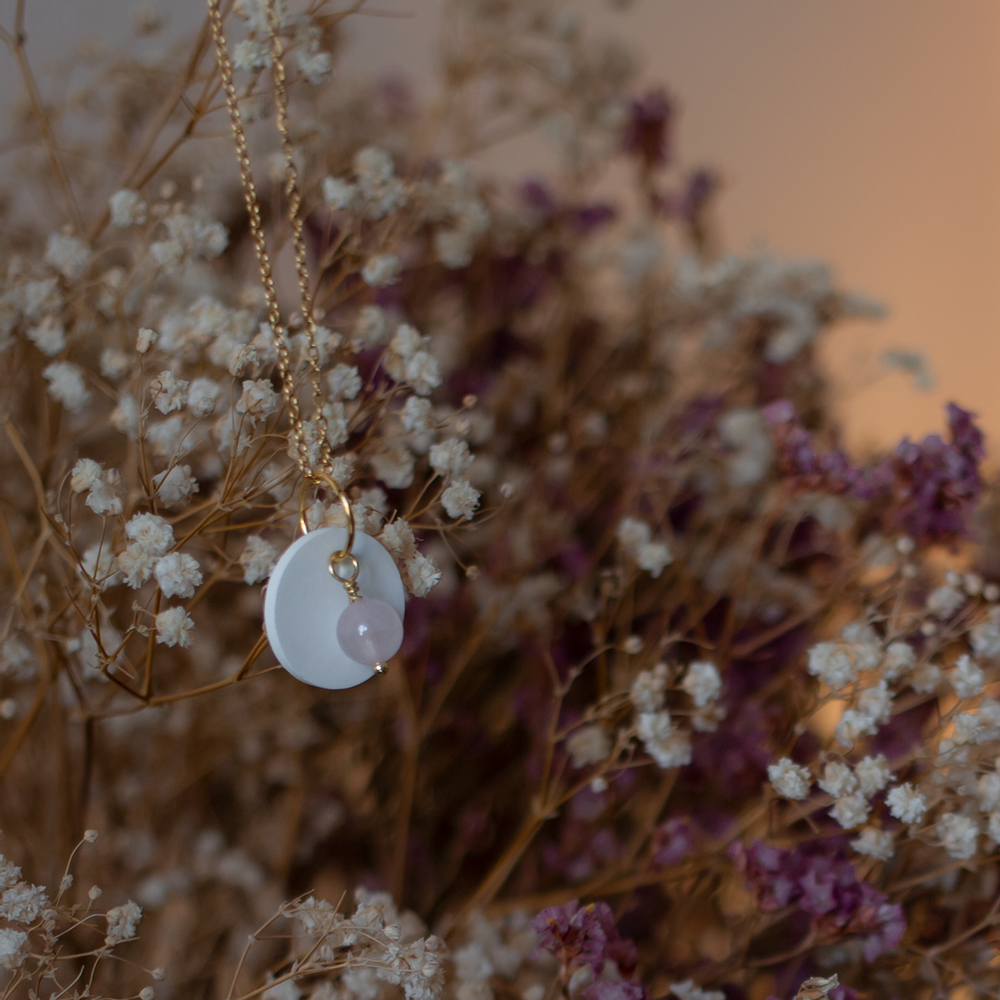 Beauty products - Perfume necklace made of ceramic and natural stones (aromatherapy/olfactotherapy/lithotherapy)\" Precious\ " - O BY !OSMOTIK