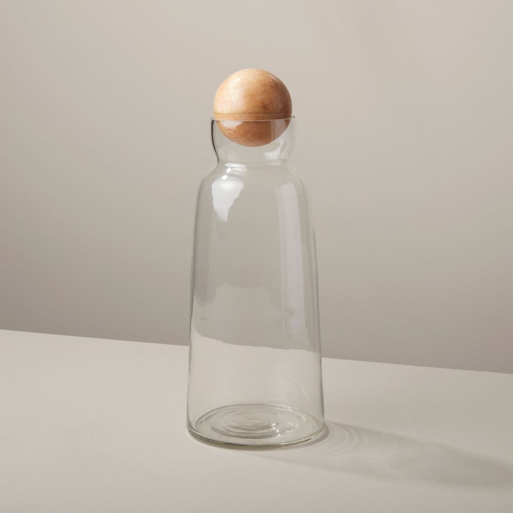Carafes - Carafes en verre avec bouchon en bois de manguier - BE HOME