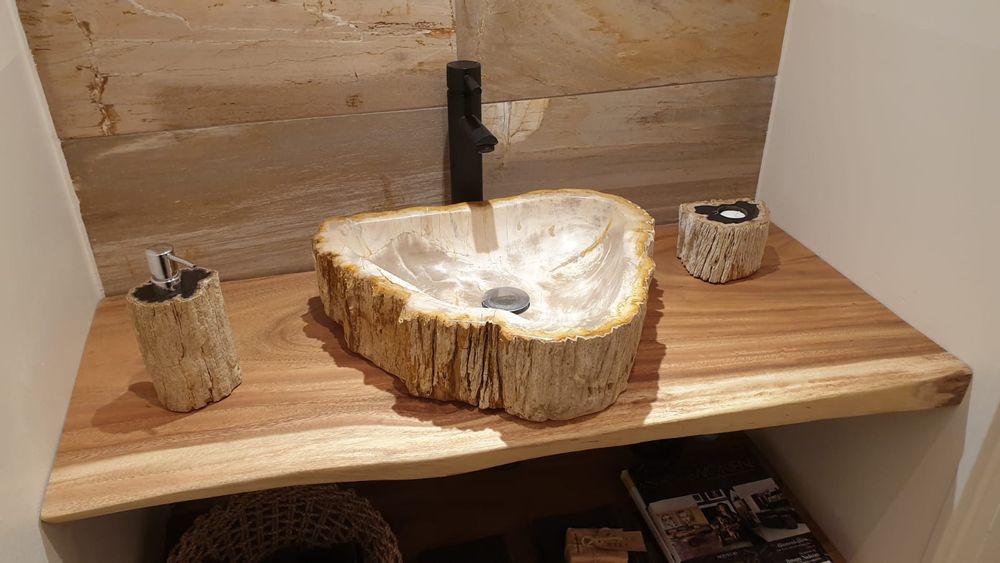 Pièces uniques - Lavabos à mains en bois pétrifié - XYLEIA PETRIFIED WOOD